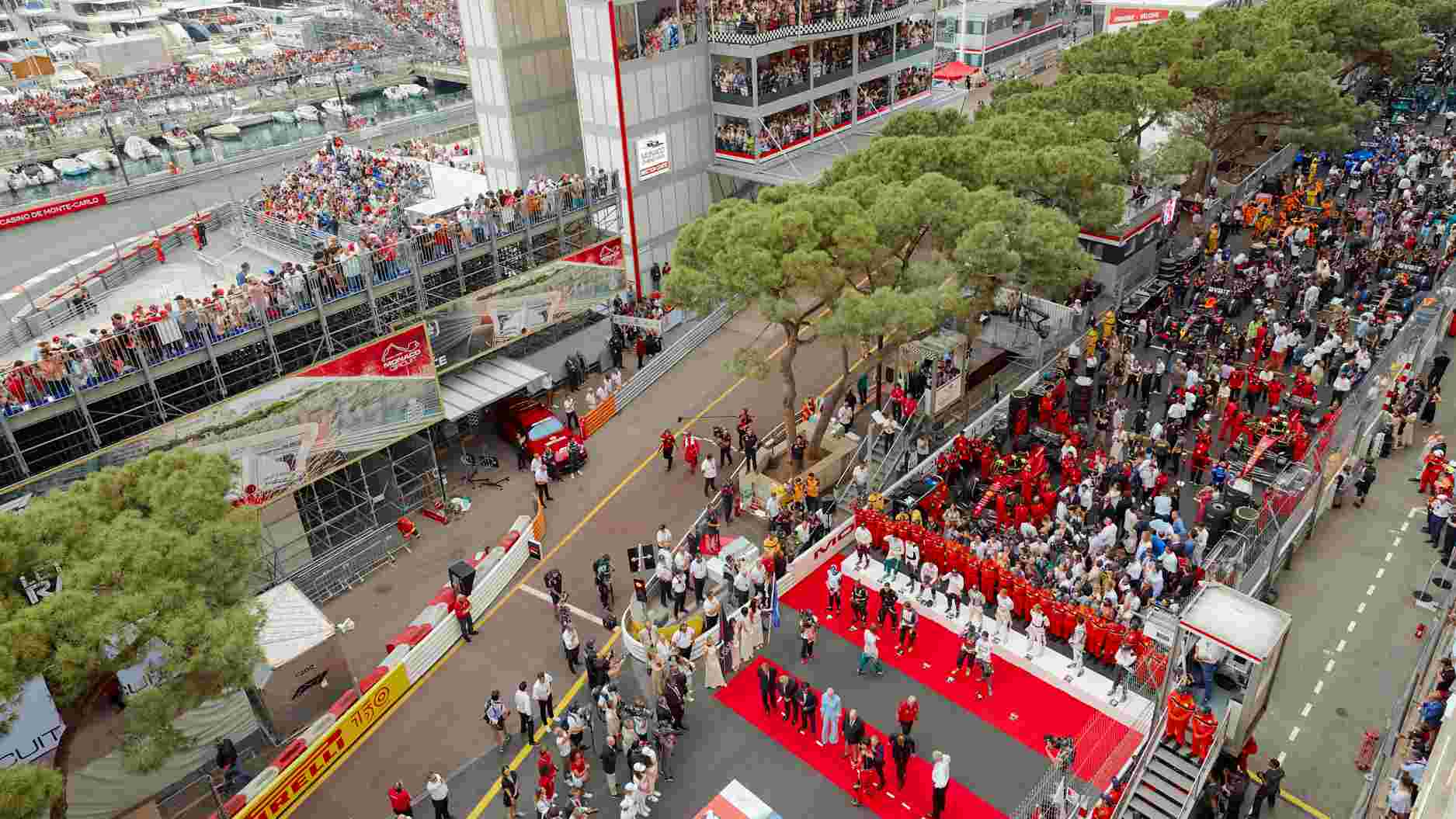 Panoramic view of Monaco Grand Prix from Heracles Roof Terrace